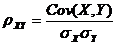 corr (X, Y) = Cov (X, Y) / (standardní (X) * standardní (Y))