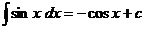 dhílis (sin (x) * dx) = -cos (x) + c