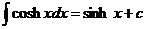 dhílis (cosh (x) * dx) = sinh (x) + c