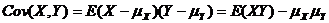 കോക്സ് (X, Y) = E (X-ux) (Y-uy) = E (XY) - ux * uy